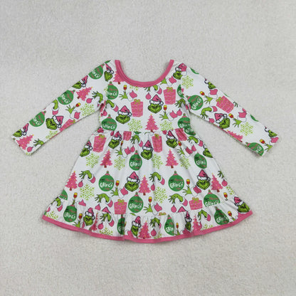 Matching Baby girls Christmas cartoon long sleeve dress