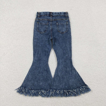 P0132 Girls Bell Bottom Blue Jeans Pants