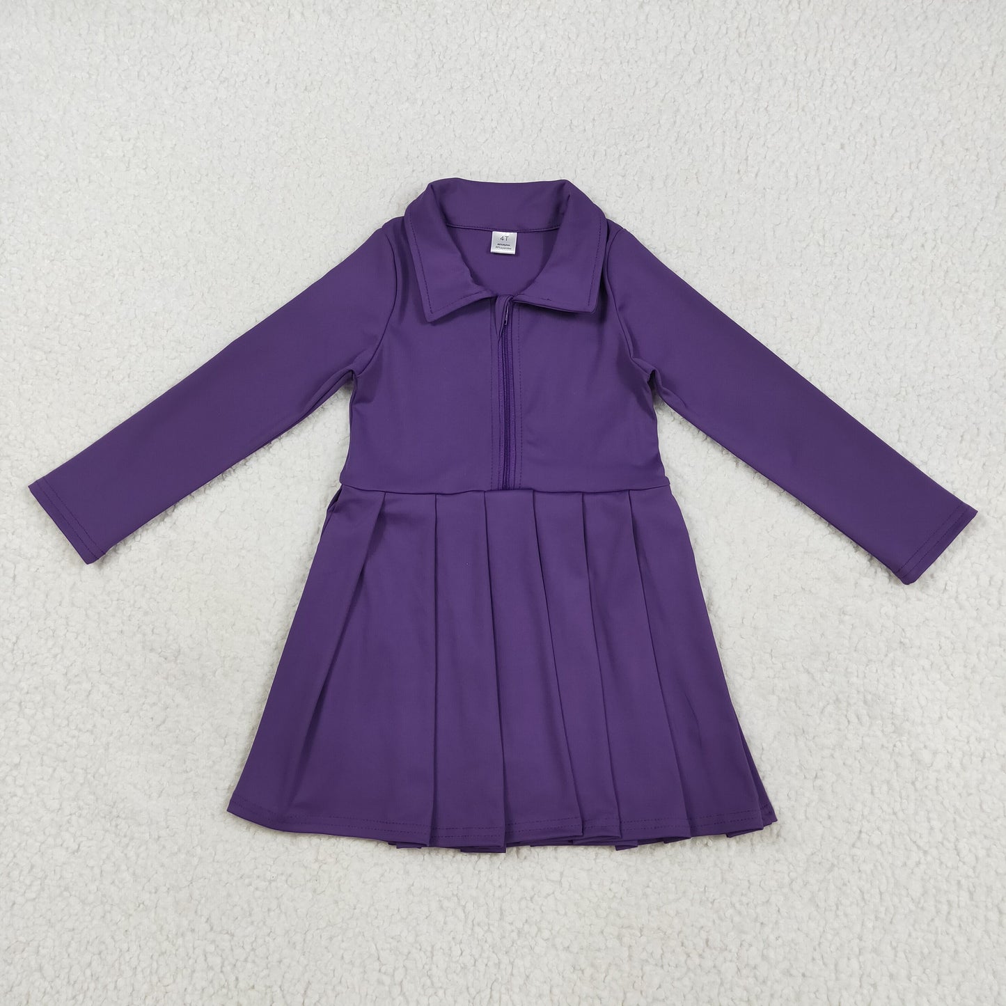 GLD1152 girls long sleeve zipper purple Dress yoga