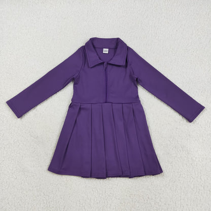 GLD1152 girls long sleeve zipper purple Dress yoga