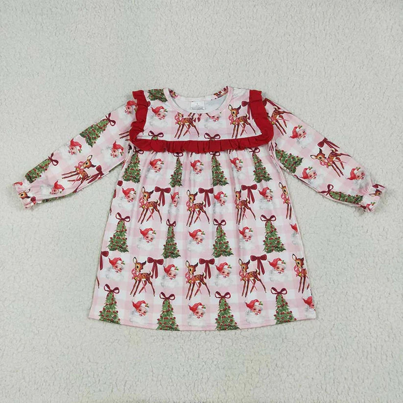 Matching Baby girls Christmas deer red outfits long sleeves