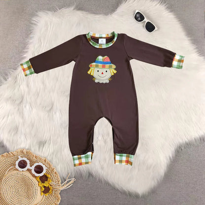Matching Thanksgiving Baby girls boys Scarecrow outfits clothing embroidery