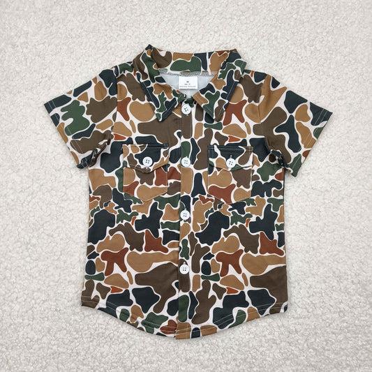 BT1200 baby boys short sleeve pocket  brown camo shirt top