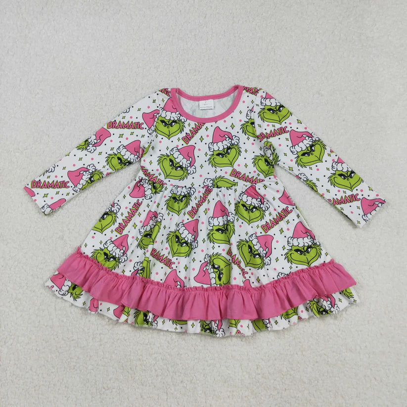 Matching Baby girls Christmas cartoon long sleeve dress