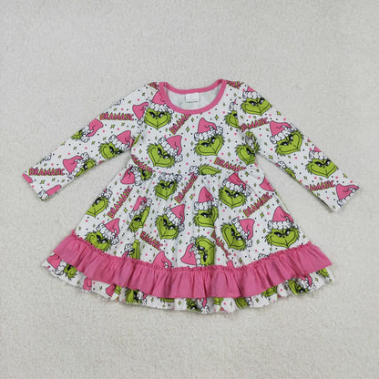 Matching Baby girls Christmas cartoon long sleeve dress