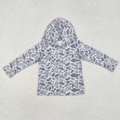 Matching Baby boys camouflage hooded long sleeved tops