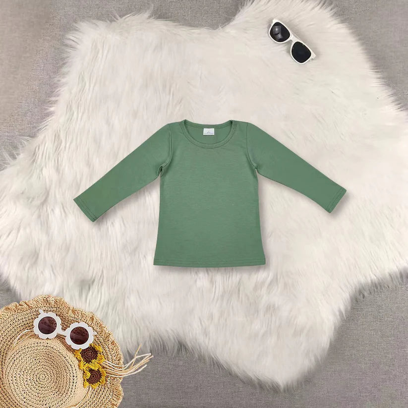 Matching RTS baby girl boy clothes solid color long-sleeved tops