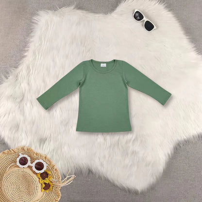 Matching RTS baby girl boy clothes solid color long-sleeved tops
