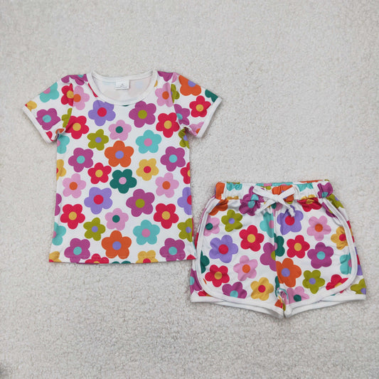 GSSO2142 baby girls colorful flowers shorts outfits
