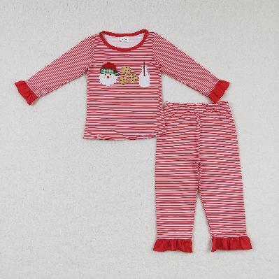 Matching Baby boys girls Christmas cookies red outfits embroidery