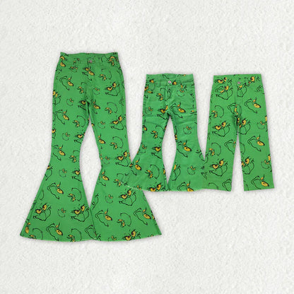 Family Matching Adult women Baby Christmas green denim jeans