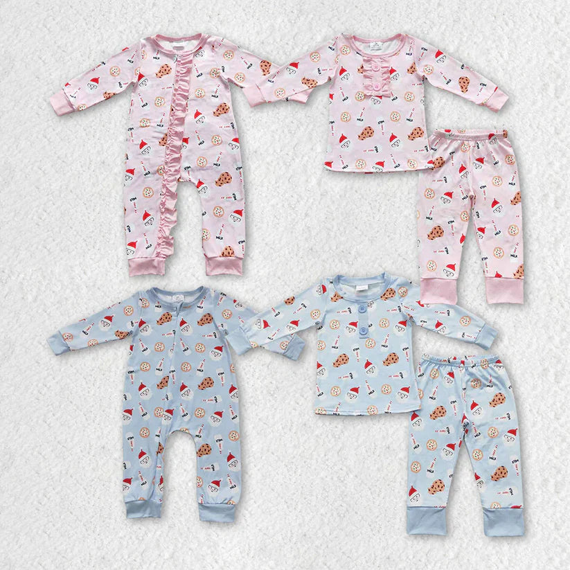 Matching Baby girls boys Christmas milk cookie romper pajamas clothing