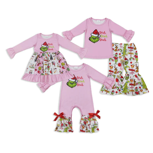 Matching Baby girls Christmas cartoon dress romper outfits clothing