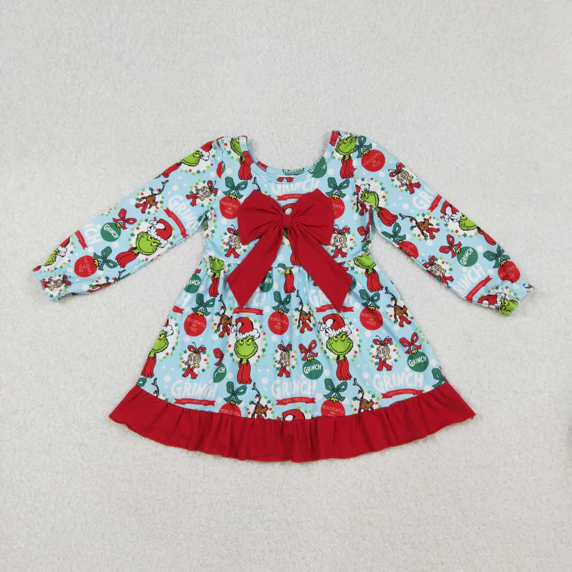 Matching Baby girls Christmas cartoon long sleeve dress