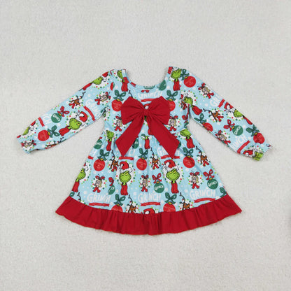 Matching Baby girls Christmas cartoon long sleeve dress