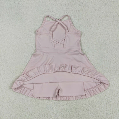 S0553  Girls pink dress swimsuit yoga