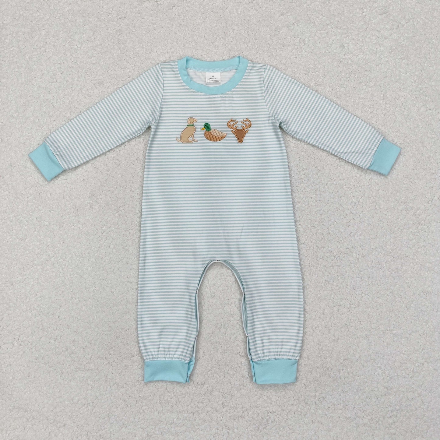 LR1895 Baby boys hunting romper embroidery