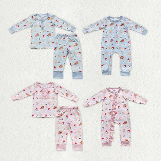 Matching Baby girls boys Christmas blue pink cookie pajamas