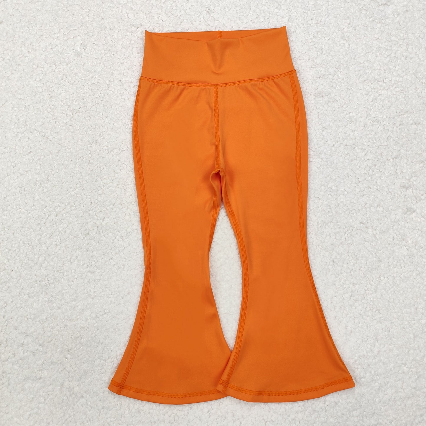 P0684 baby girls orange yoga bell bottom pants