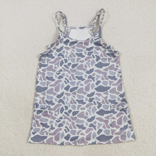 GSD2723  girls grey camo slip Dress yoga