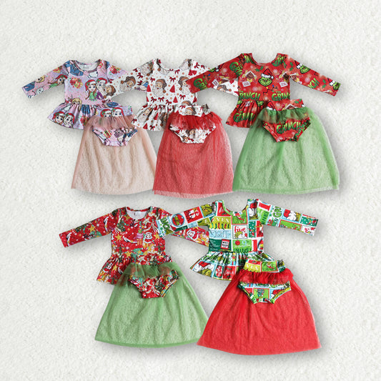 5.5  Matching Baby girls Christmas long sleeves skirt set