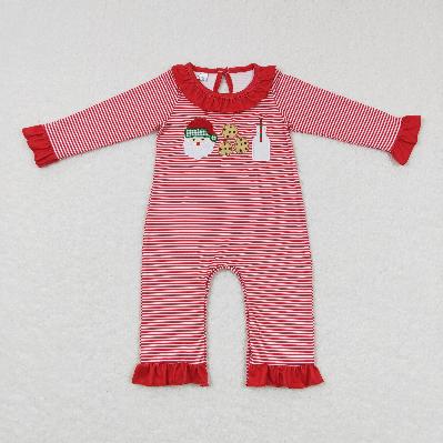 Matching Baby boys girls Christmas cookies red outfits embroidery
