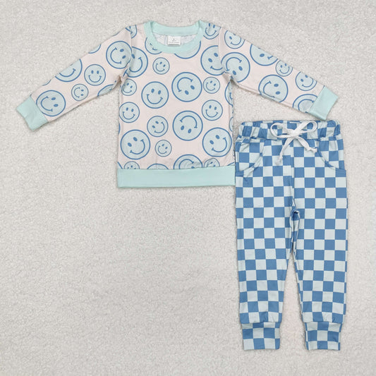 BLP0798 baby Boys blue smiling outfits