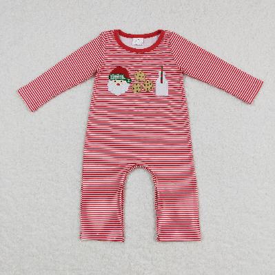 Matching Baby boys girls Christmas cookies red outfits embroidery