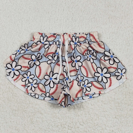 SS0581 girls baseball flower shorts milk silk
