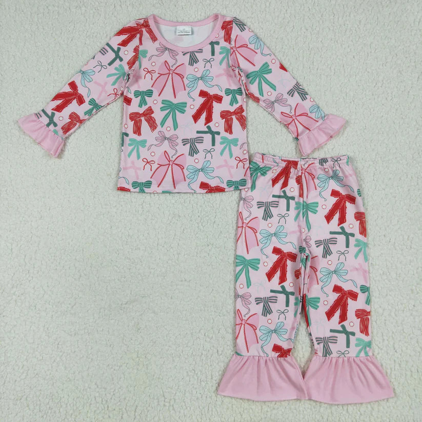 Family Matching Adult Baby girls Christmas red green bow clothes blanket