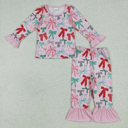 Family Matching Adult Baby girls Christmas red green bow clothes blanket