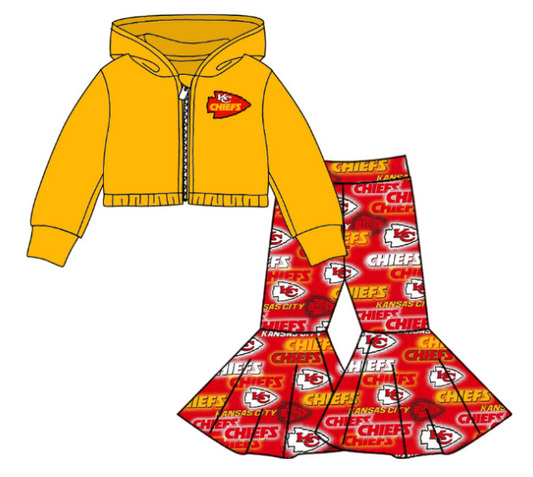MOQ 3 Custom baby girls KC yellow red tean outfit