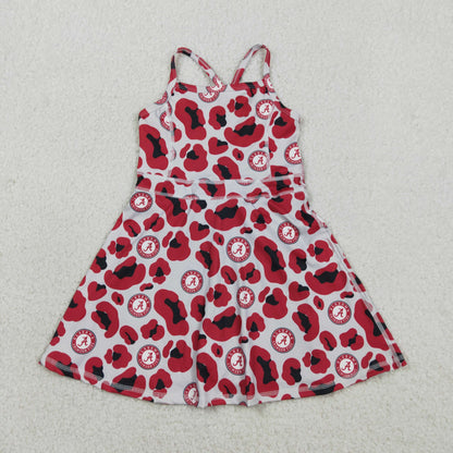 GSD3635 girls A red leopard dress yoga