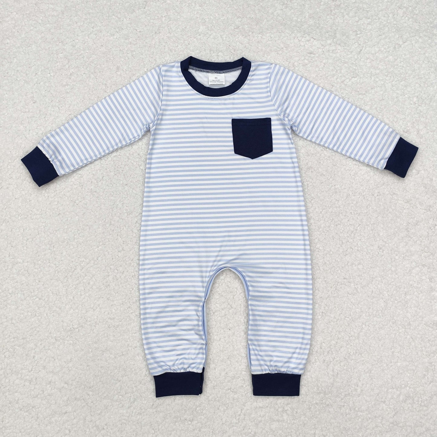 LR1805 Baby boys blue stripe romper