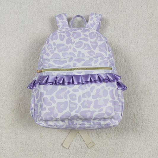 BA0239 baby girls purple leopard floral Backpack  17 * 13.2 * 5 inches