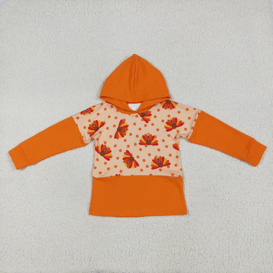 BT1247 Boys Halloween Turkey orange hoodies