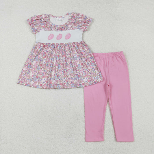 GSPO1714 baby Girls floral football outfits embroidery