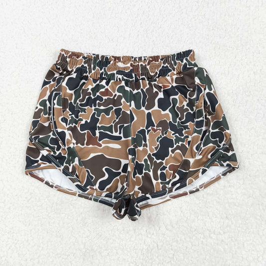 SS0469 Adult women brown camo Shorts yoga
