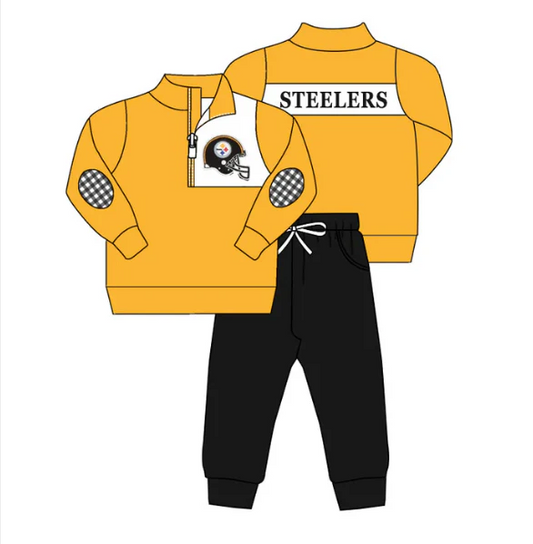 MOQ 3 Custom design baby boys girls team STEERLERS outfits