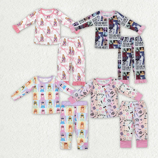 Matching Baby Girls singer long Sleeve Pants pajamas Sets Bamboo