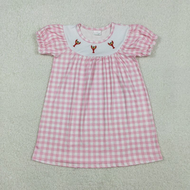 Matching Baby girls boys Mardi Gras lobster outfits short sleeves embroidery