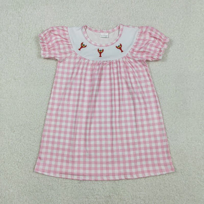 Matching Baby girls boys Mardi Gras lobster outfits short sleeves embroidery