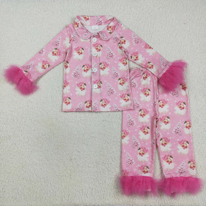 Family Matching Adult Baby girls Christmas pink furry clothing pajamas