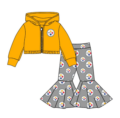 MOQ 3 Custom design baby boys girls team STEERLERS outfits