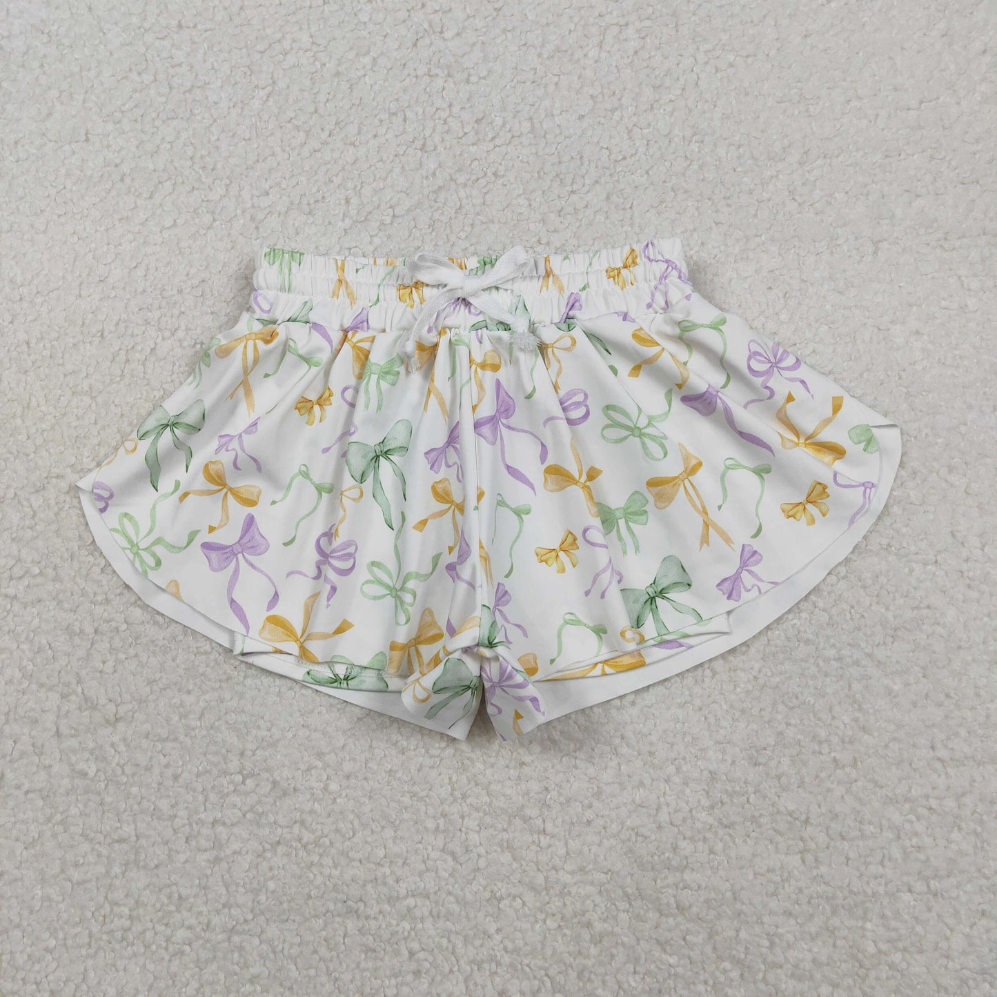 SS0682 baby girls Mardi Gras bow shorts yoga