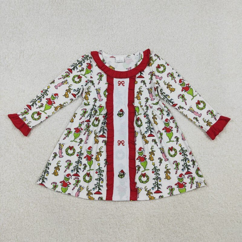 Matching Baby girls Christmas cartoon romper outfits clothing embroidery