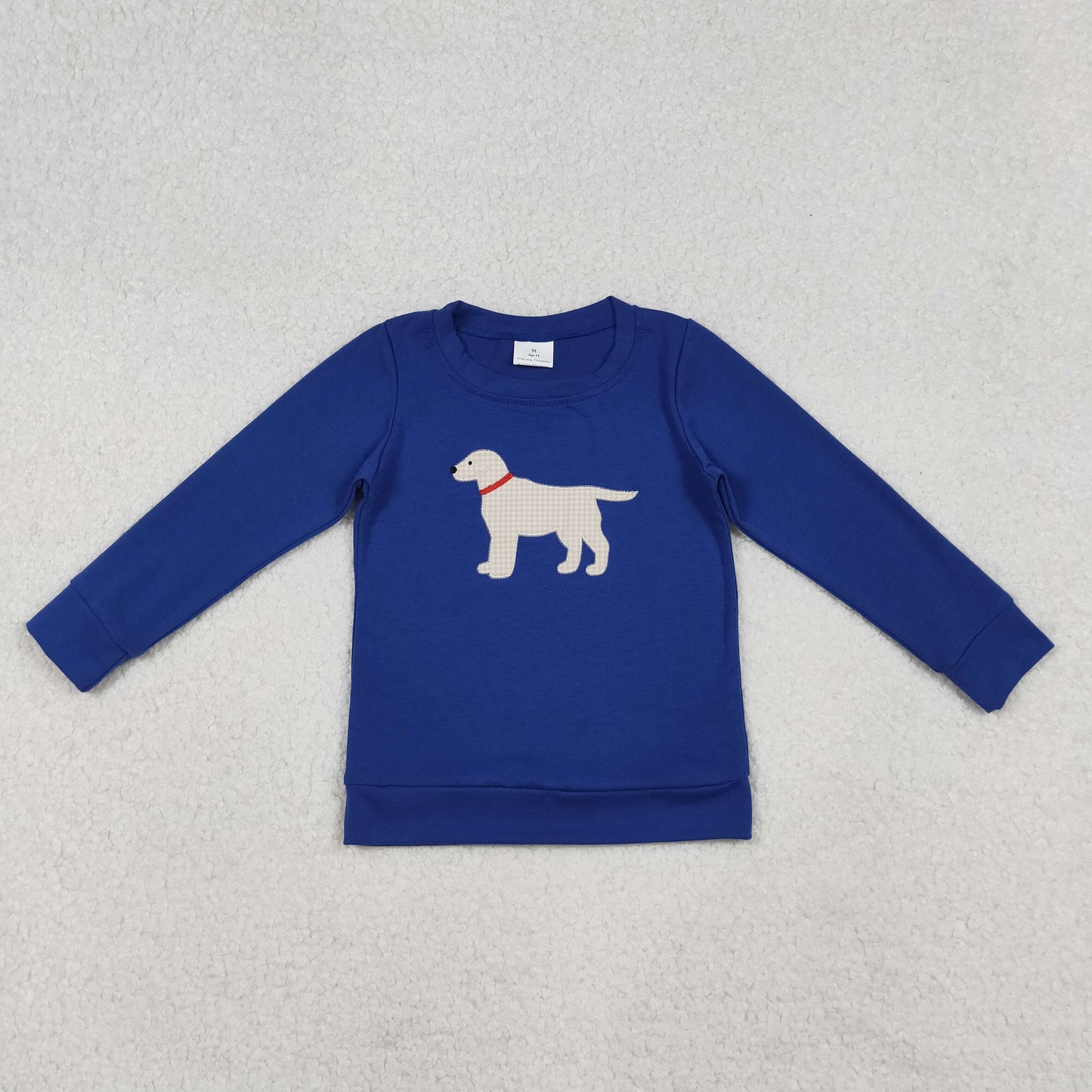 BT1333 toddler boy clothes puppy winter blue long sleeve top embroidery