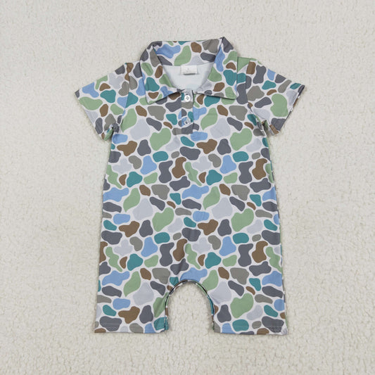 SR2980  Baby boys short sleeve colorful camo romper