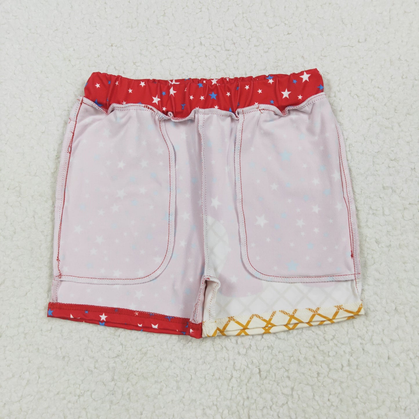 SS0612 Boys July Fourth Waffle star red shorts