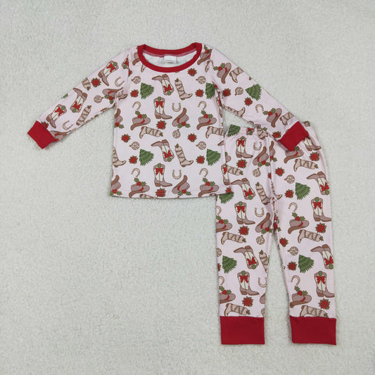 GLP2729 toddler girl clothes cowboy girl christmas winter pajamas